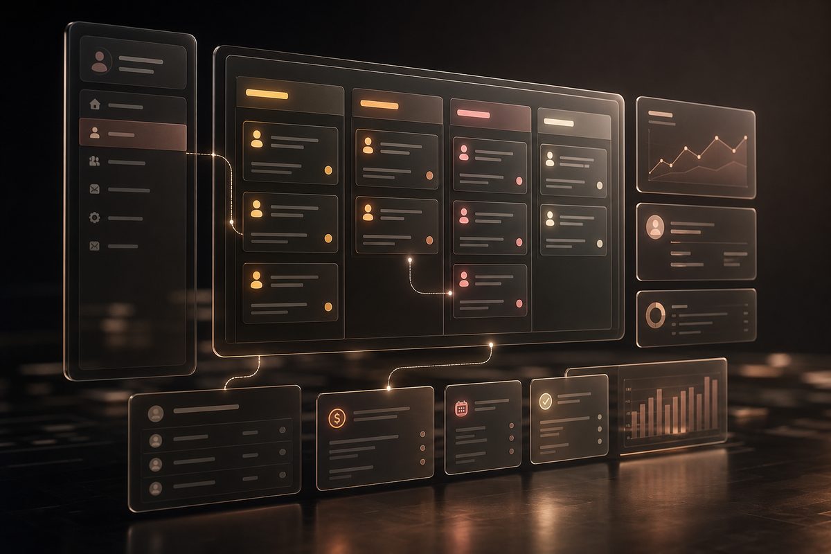3D-визуализация CRM: канбан, аналитика и связанный контур продаж